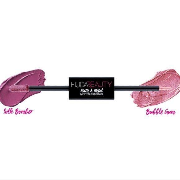 Huda Beauty Matte & Metal Melted Liquid Eyeshadow in Silk Bomber/Bubbleg… - Picture 2 of 5